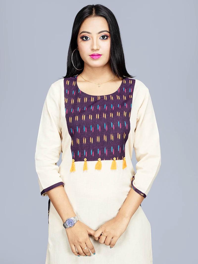 Elegant Handwoven Cotton Women Kurta - WeaversIndia