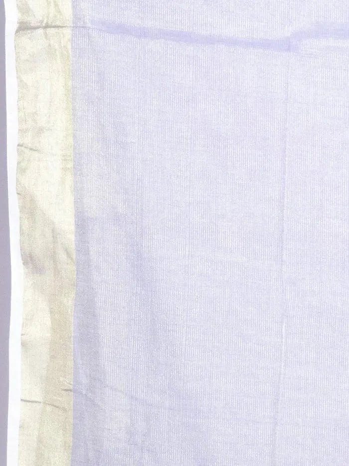 Elegant lavender Par Anchal Buti Handloom Saree - WeaversIndia