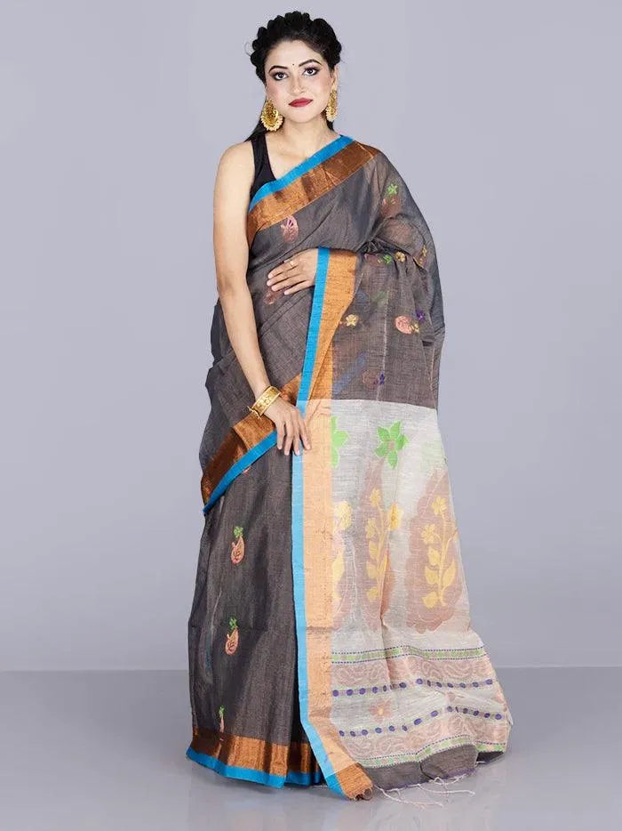 Elegant Par Anchal Buti Handloom Saree - WeaversIndia