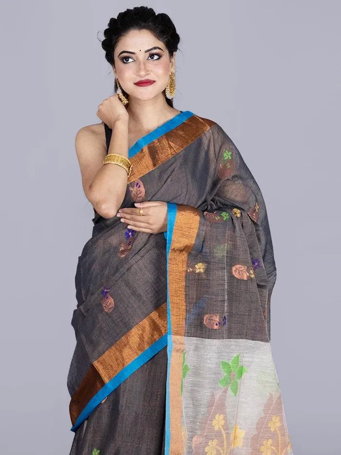 Elegant Par Anchal Buti Handloom Saree - WeaversIndia