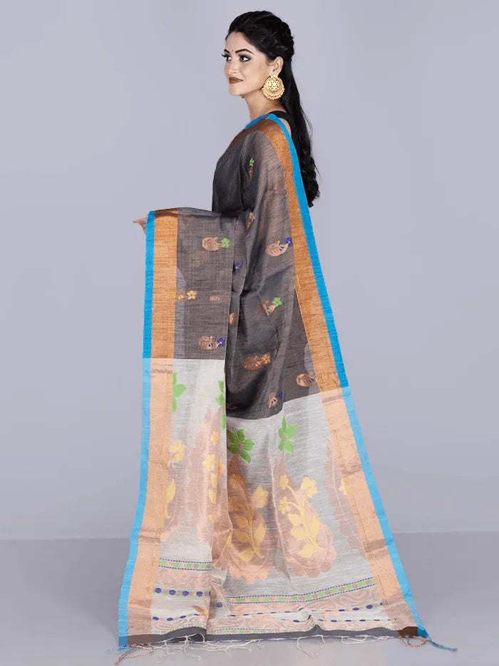 Elegant Par Anchal Buti Handloom Saree - WeaversIndia