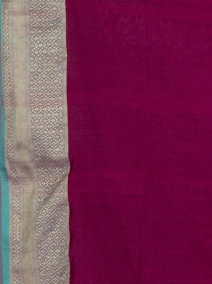 Elegant Purple Par Anchal Buti Blend Cotton Handloom Saree - WeaversIndia