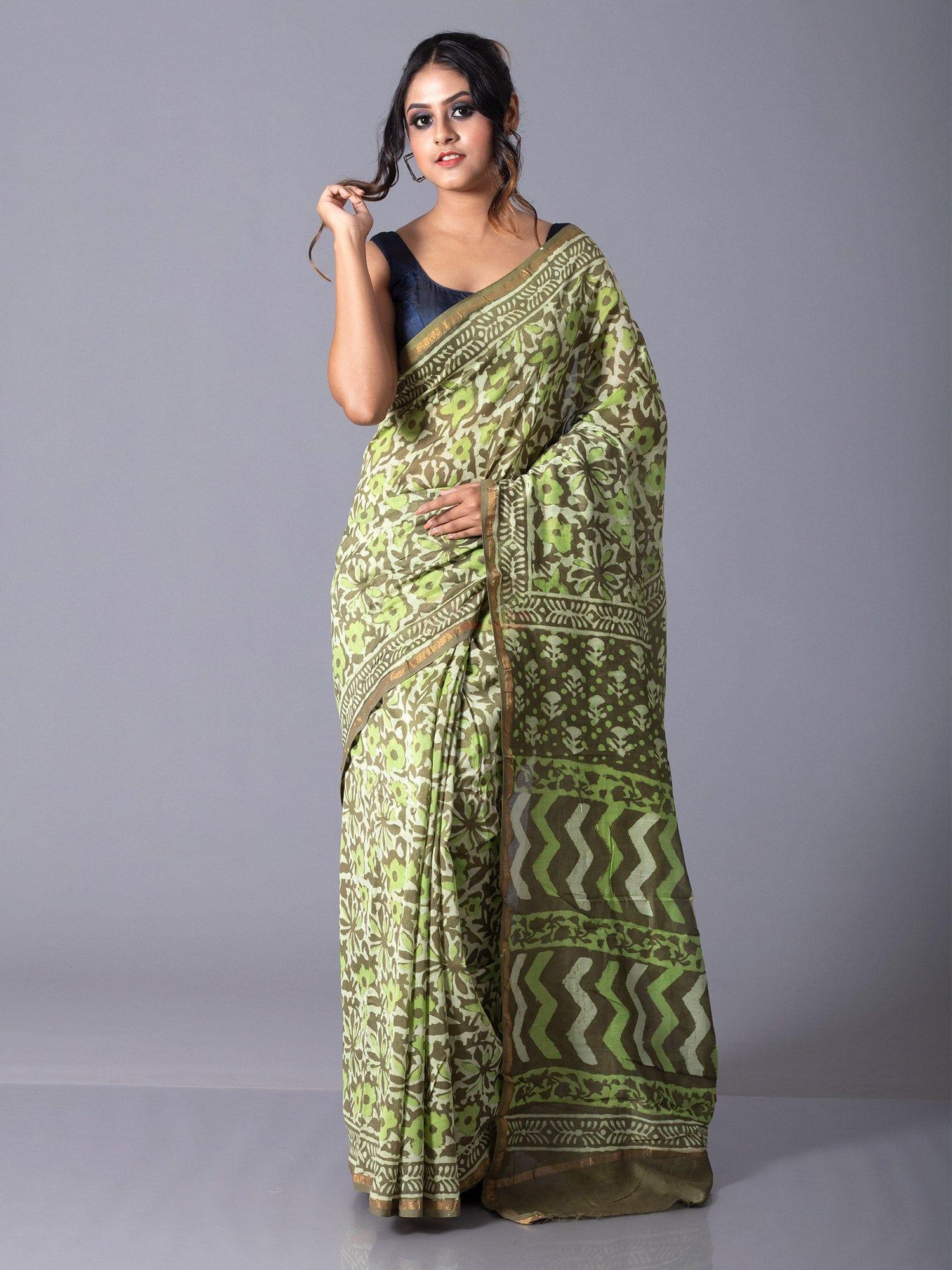 Exceptional Printed Chanderi Silk Saree - WeaversIndia