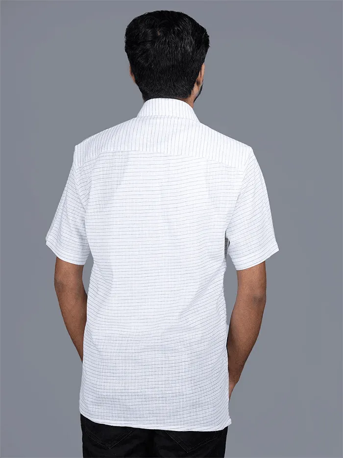 Fine Muslin Handwoven Blue Checks Men Shirt - WeaversIndia