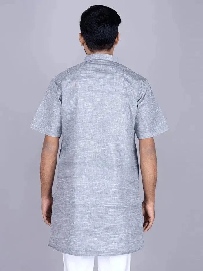 Gray Springs Handwoven Organic Cotton Men Kurta - WeaversIndia