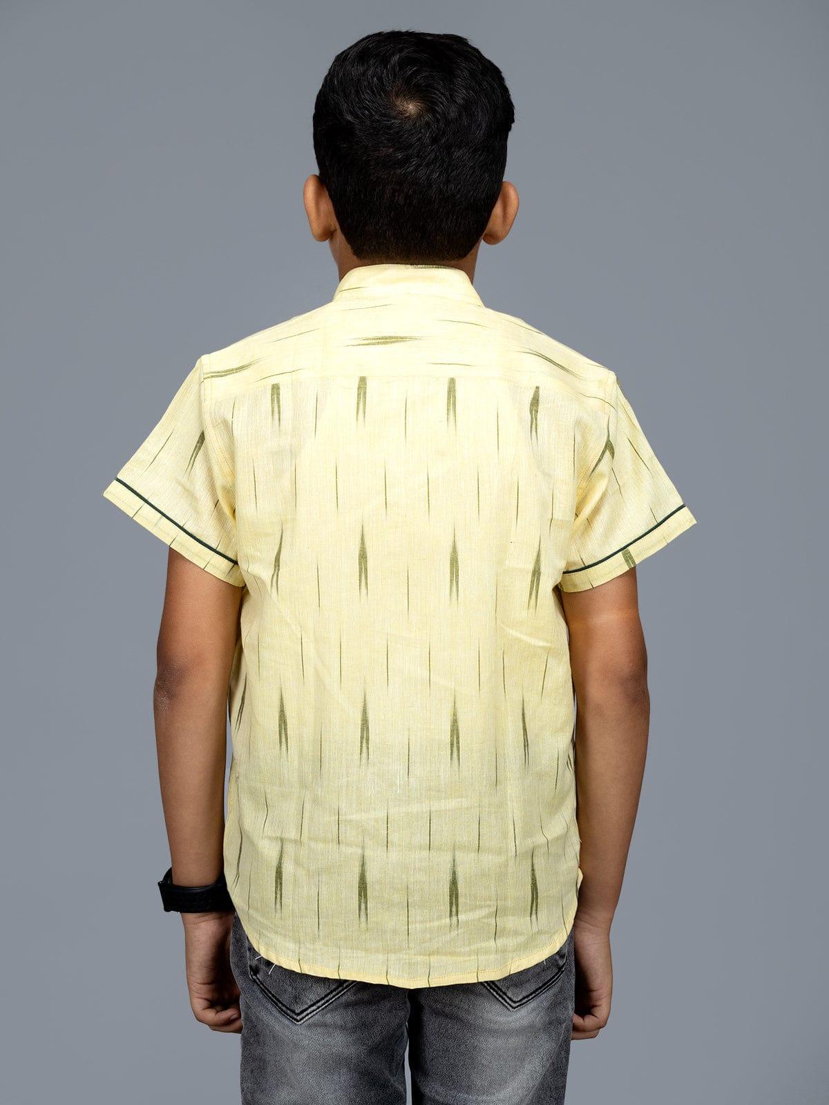 Handwoven Cotton Light Yellow Boys Shirt - WeaversIndia