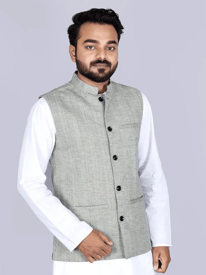 Handwoven Cotton Modi Jacket - WeaversIndia