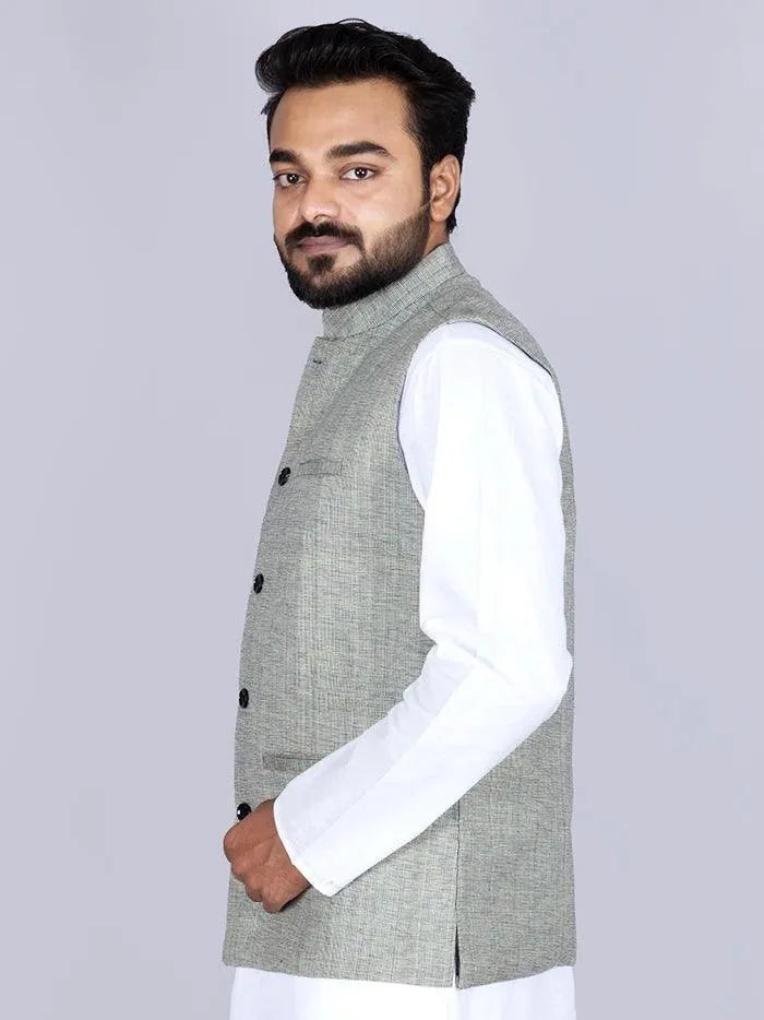 Handwoven Cotton Modi Jacket - WeaversIndia