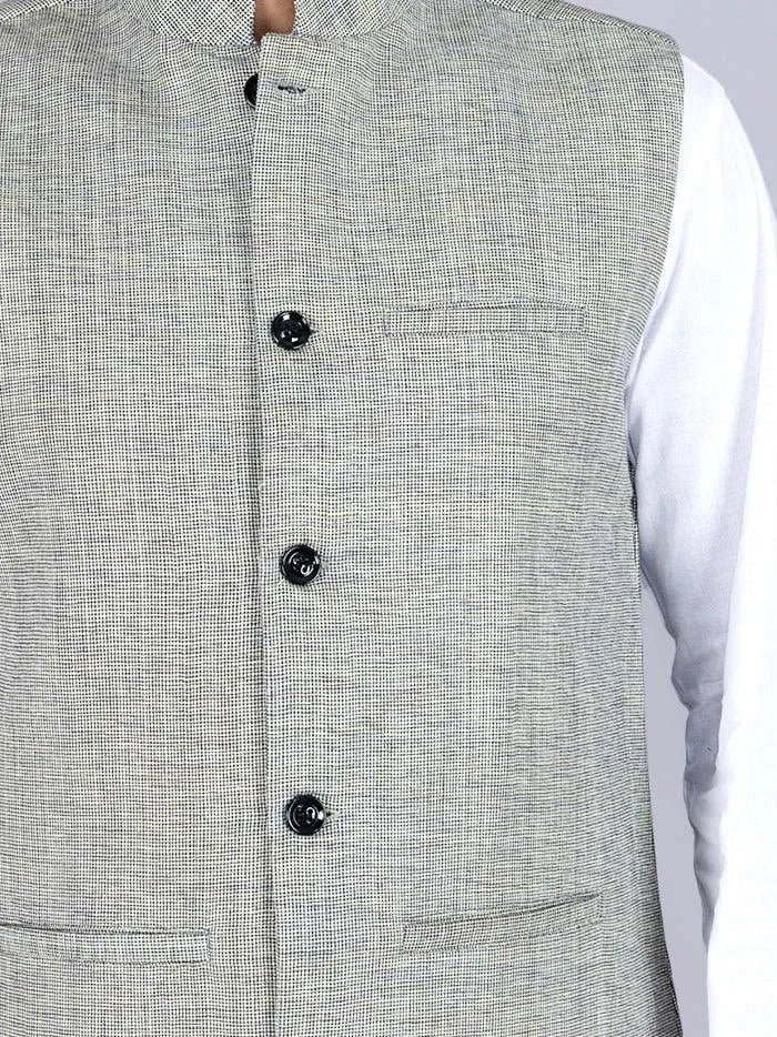 Handwoven Cotton Modi Jacket - WeaversIndia