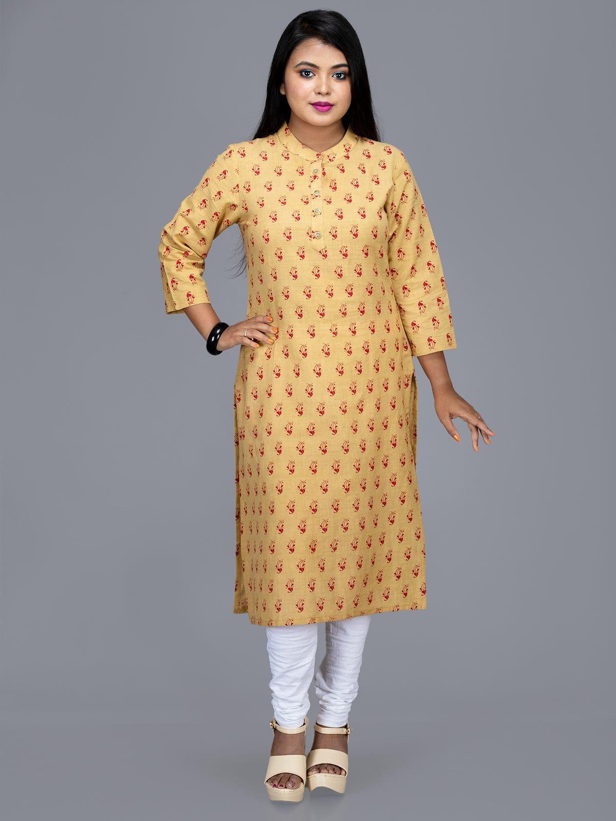 Handwoven Cotton Printed Kurta - WeaversIndia