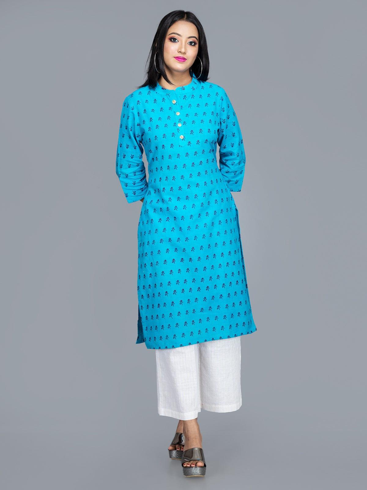 Handwoven Cotton Printed Kurta - WeaversIndia