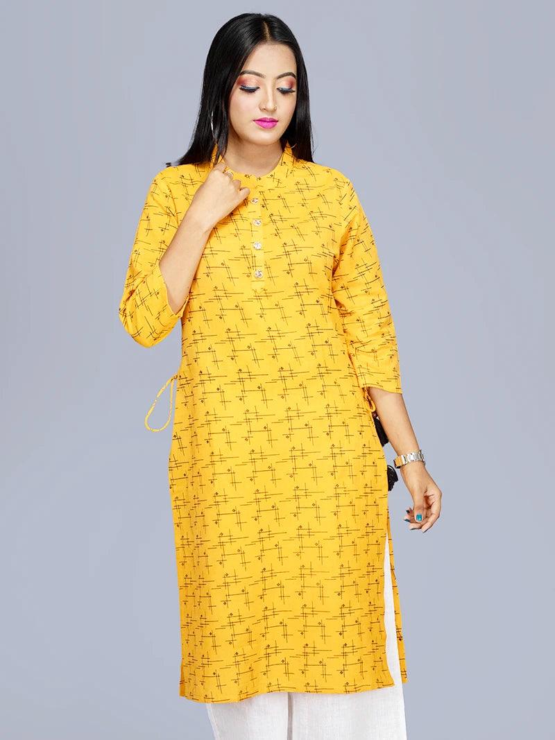 Handwoven Cotton Printed Long Kurta - WeaversIndia