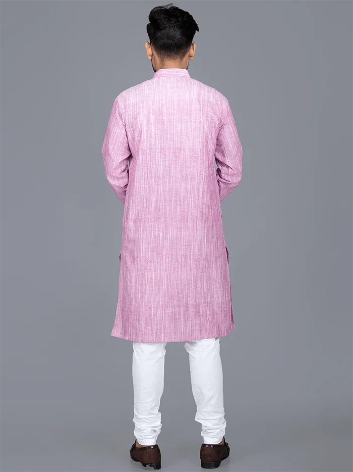 Handwoven Hand Spun Springs Men Kurta - WeaversIndia