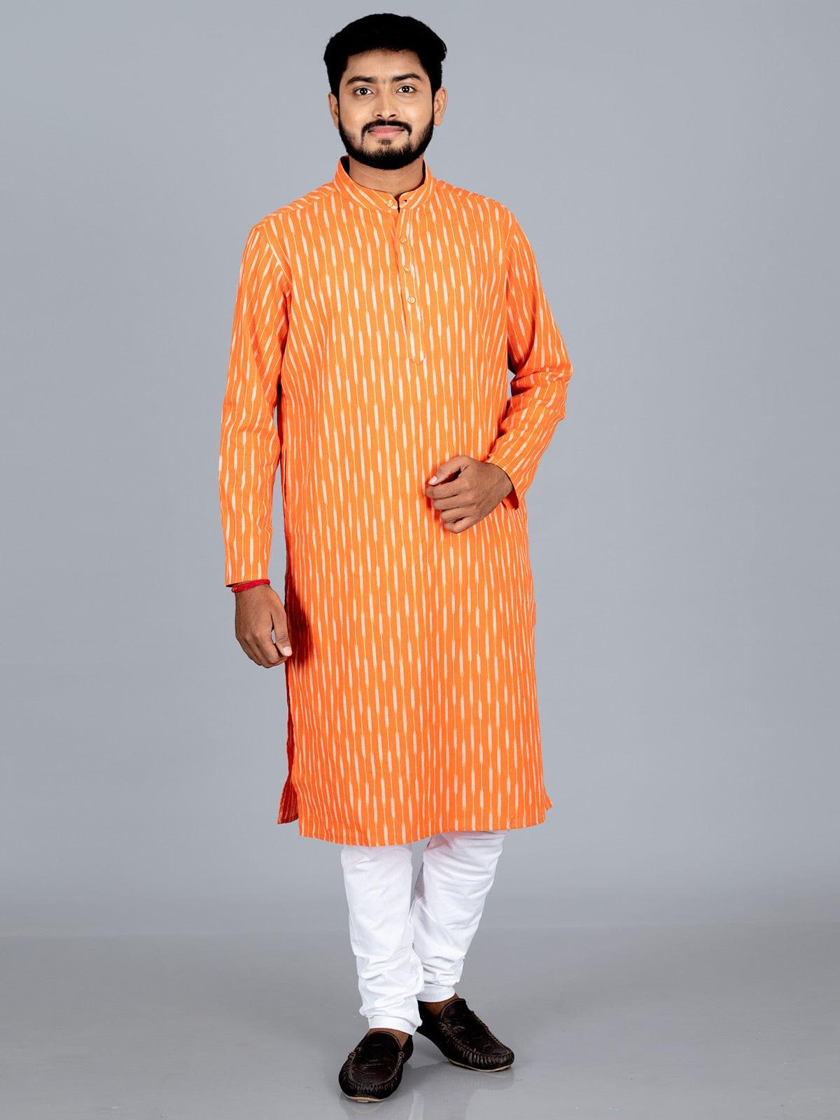 Handwoven Ikkat Cotton Men Kurta - WeaversIndia