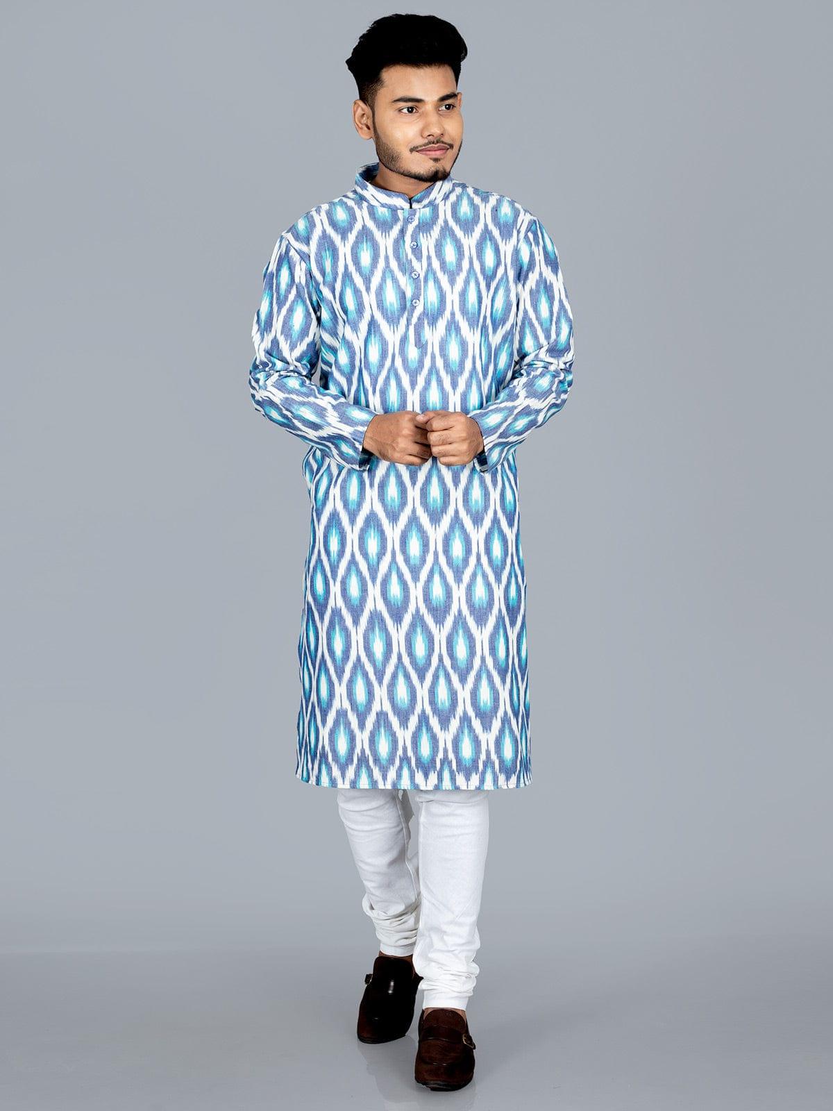 Handwoven Ikkat Cotton Men Kurta - WeaversIndia