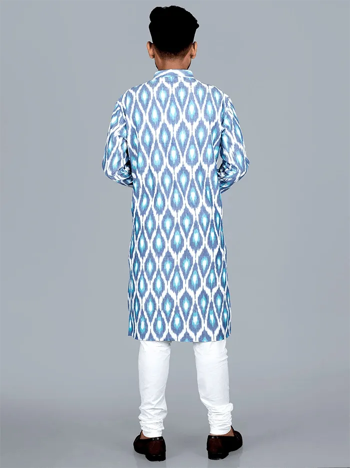 Handwoven Ikkat Cotton Men Kurta - WeaversIndia