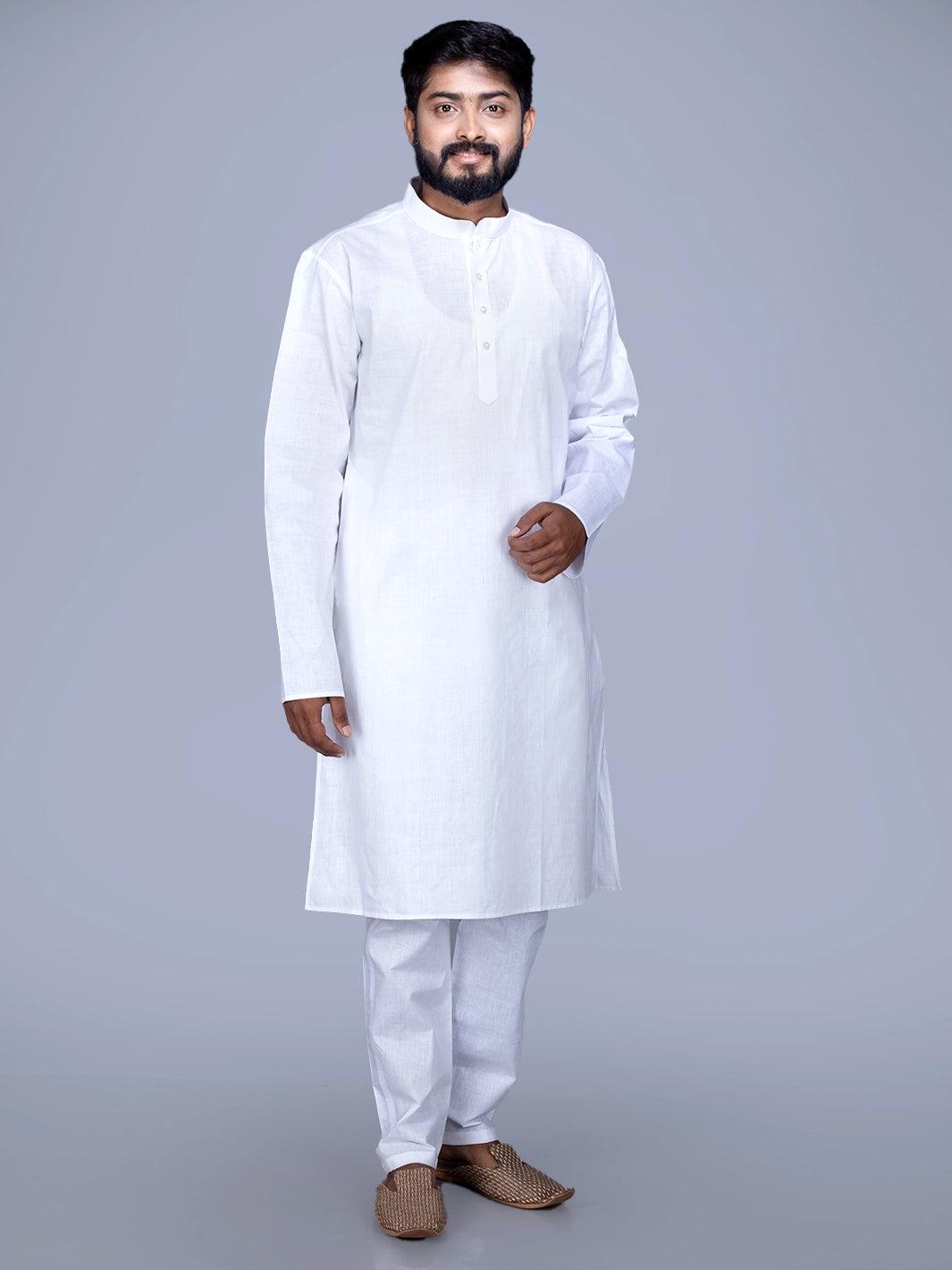 White Khadi Cotton Kurta Best Price at Weavers India WeaversIndia