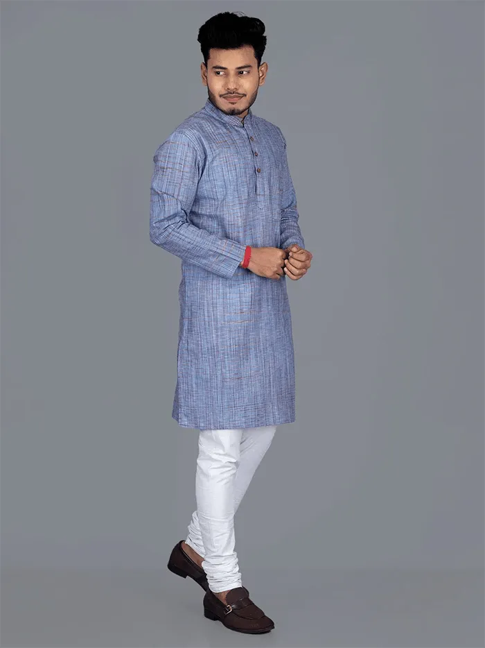 Handwoven Springs Cotton Men Kurta - WeaversIndia