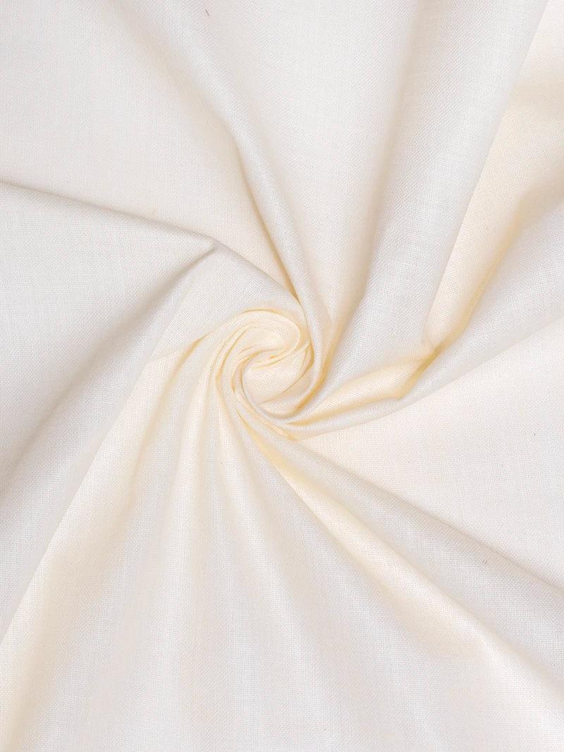 Ivory Solid Handwoven Organic Cotton Fabric 44 Inch Width - WeaversIndia