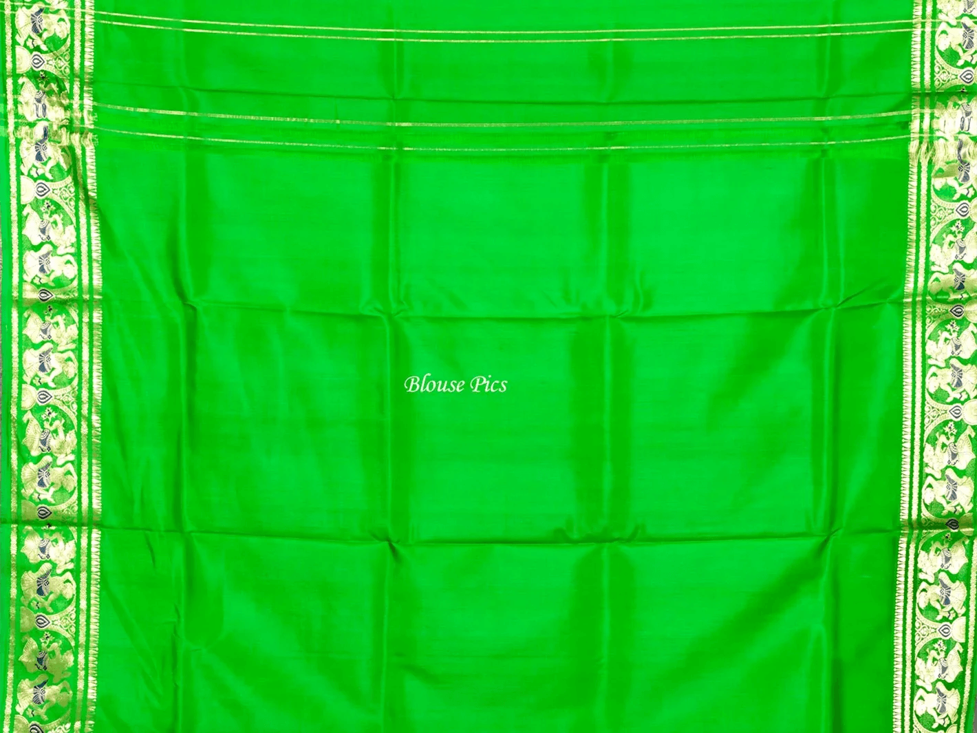 Kelly Green Traditional Swarnachari Silk Saree - WeaversIndia