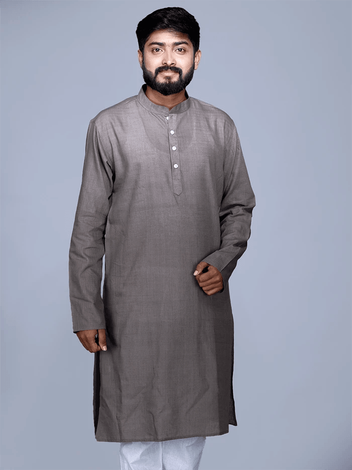 Taupe Grey Organic Cotton Men Kurta