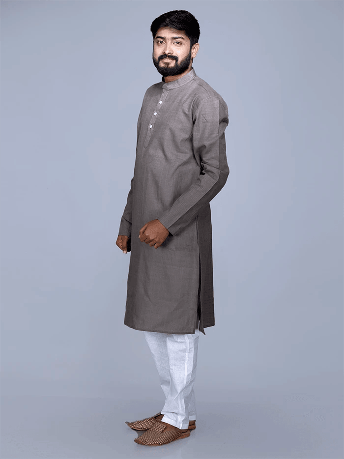 Taupe Grey Organic Cotton Men Kurta