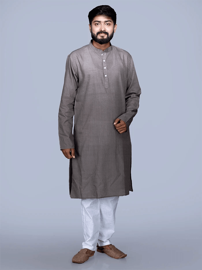 Taupe Grey Organic Cotton Men Kurta