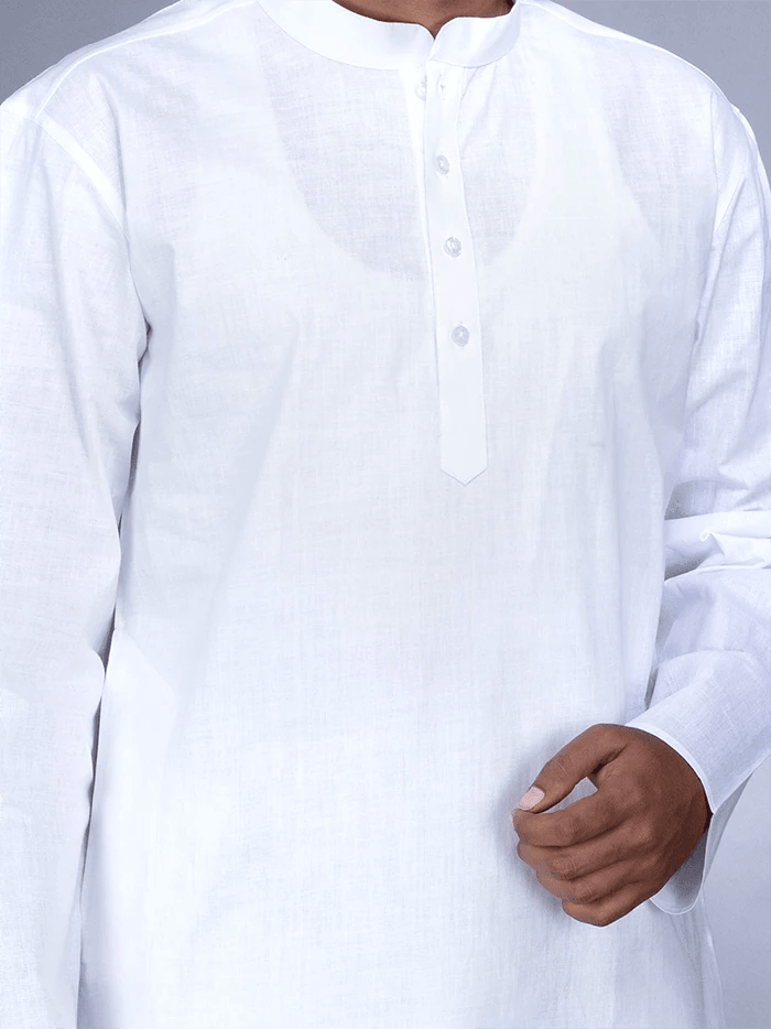 Handwoven Organic Cotton White Men Kurta