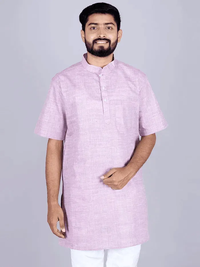 Lavender Springs Handwoven Organic Cotton Men Kurta - WeaversIndia