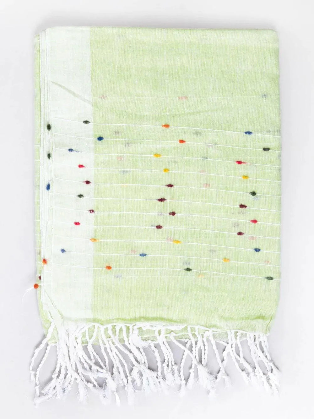 Light Green Handwoven Cotton Dupatta - WeaversIndia