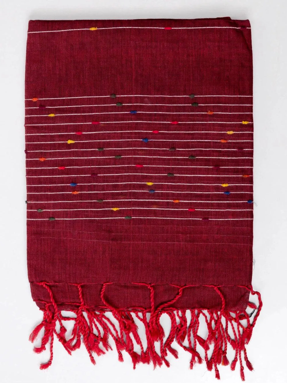 Maroon Handwoven Cotton Dupatta - WeaversIndia