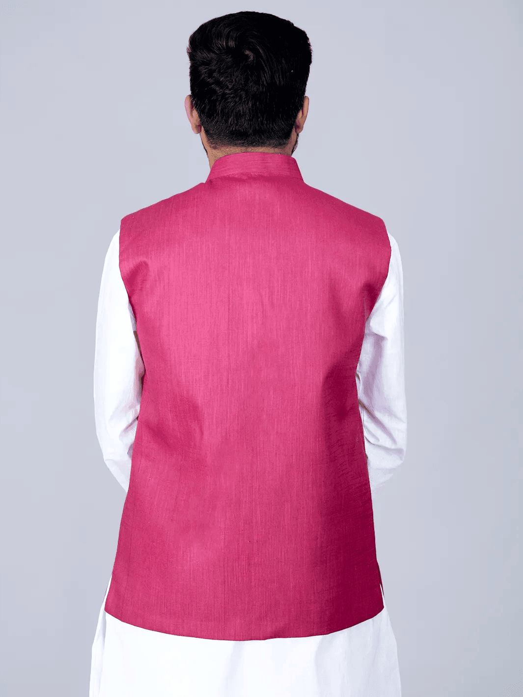 Maroon Handwoven Cotton Modi Jacket - WeaversIndia