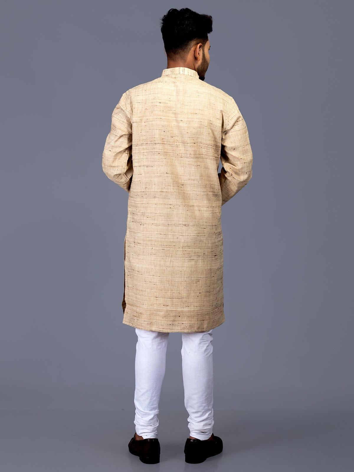 Medium Length Ketya Matka Silk Men Kurta - WeaversIndia