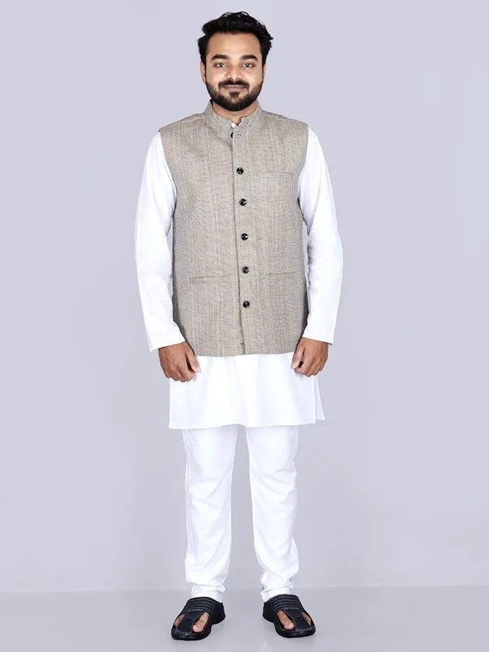 Men Handwoven Cotton Modi Jacket - WeaversIndia