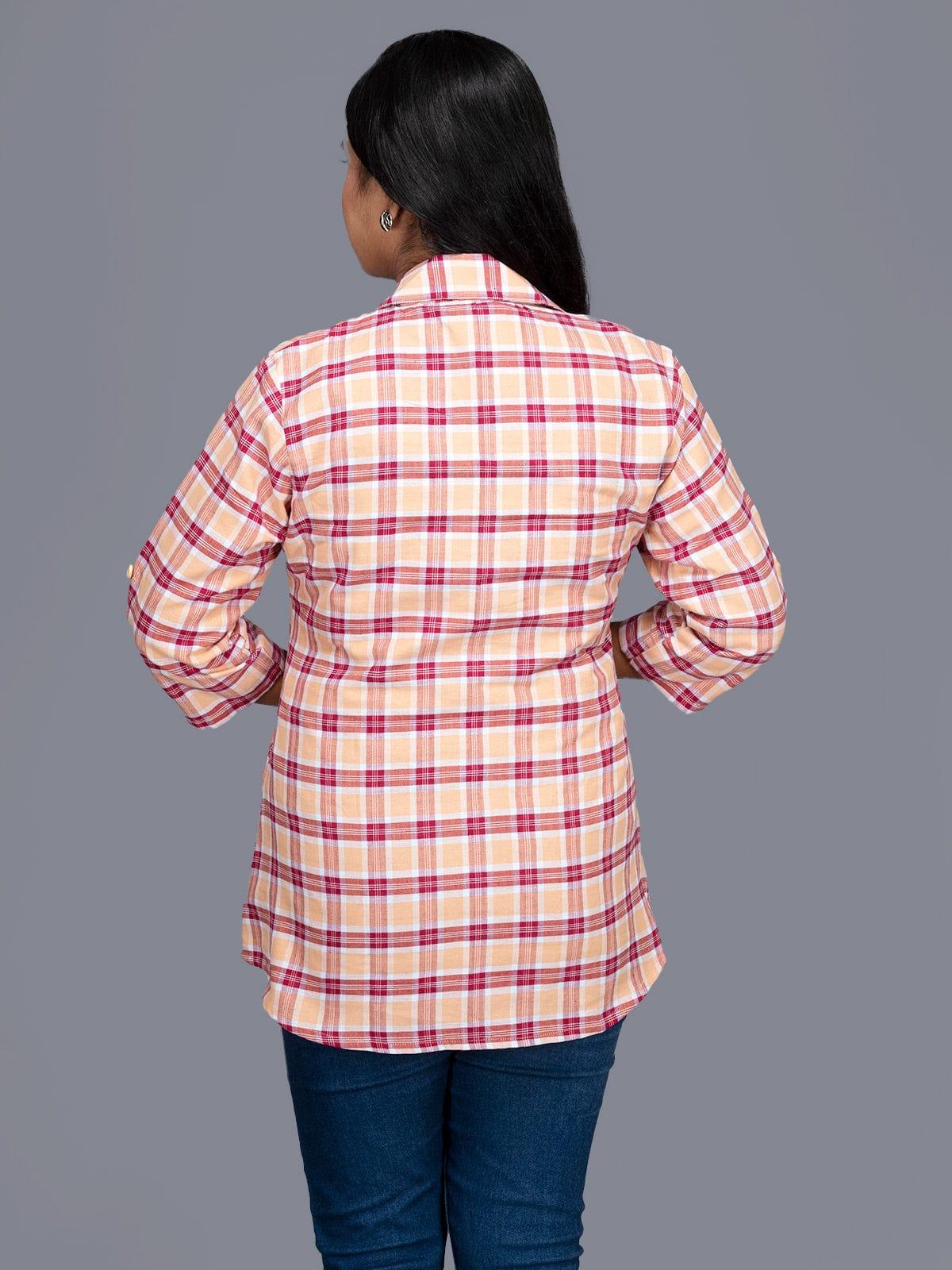 Multi Color Handwoven Checks Cotton Women Shirt - WeaversIndia