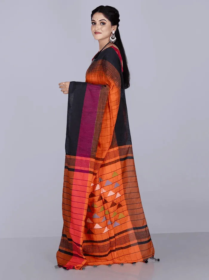 Orange Allover Cotton Saree - WeaversIndia