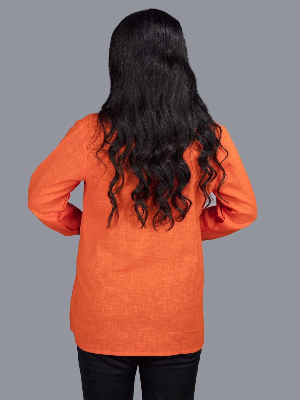 Orange Slab Cotton Top - WeaversIndia