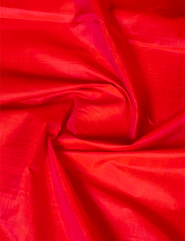 Orange Solid Bishnupuri Silk Fabric - WeaversIndia