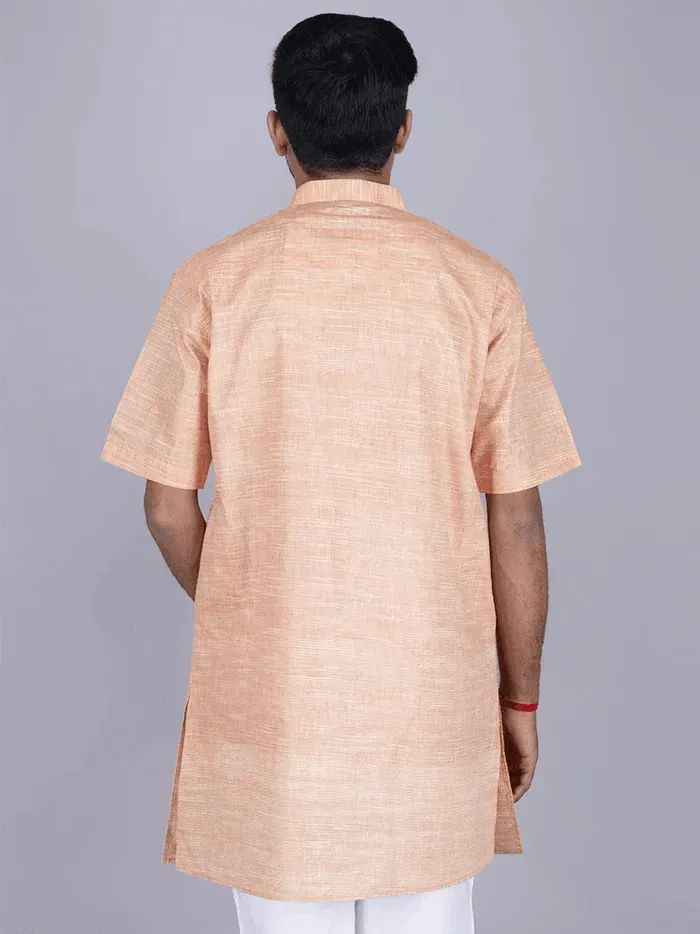 Orange Springs Handwoven Organic Cotton Men Kurta - WeaversIndia