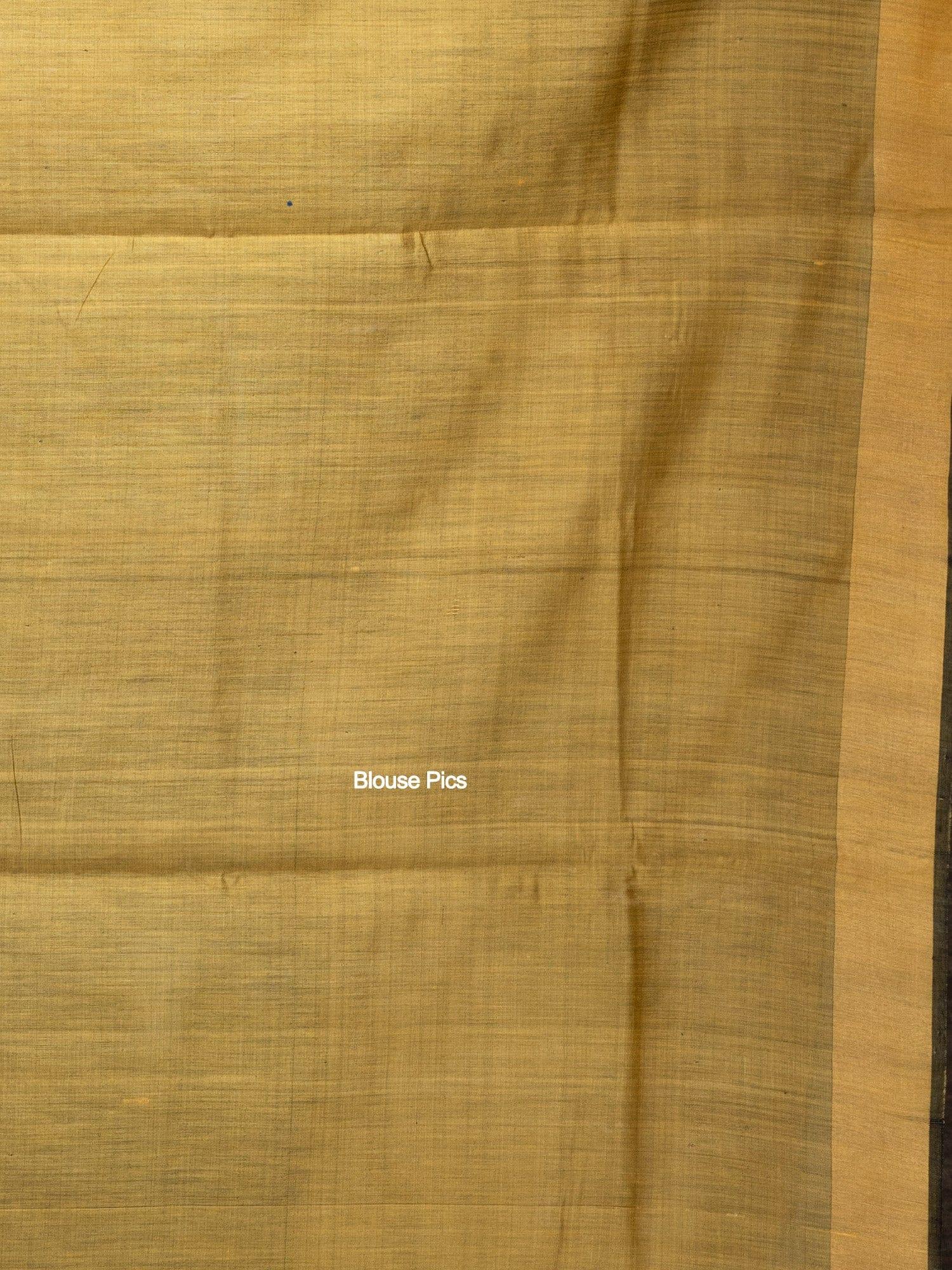 Peach Yellow Par Anchal Dupion Silk Saree - WeaversIndia