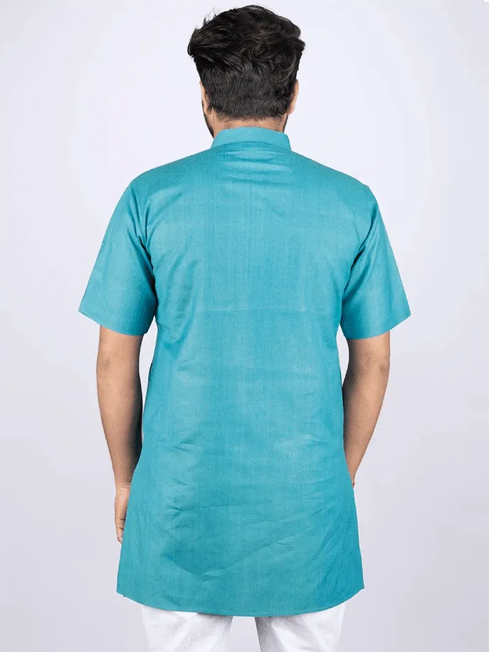 Persian Green Handwoven Organic Cotton Men Kurta - WeaversIndia