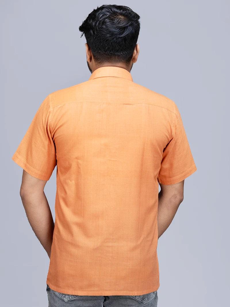 Persian Orange Handwoven Organic Cotton Men Shirt - WeaversIndia