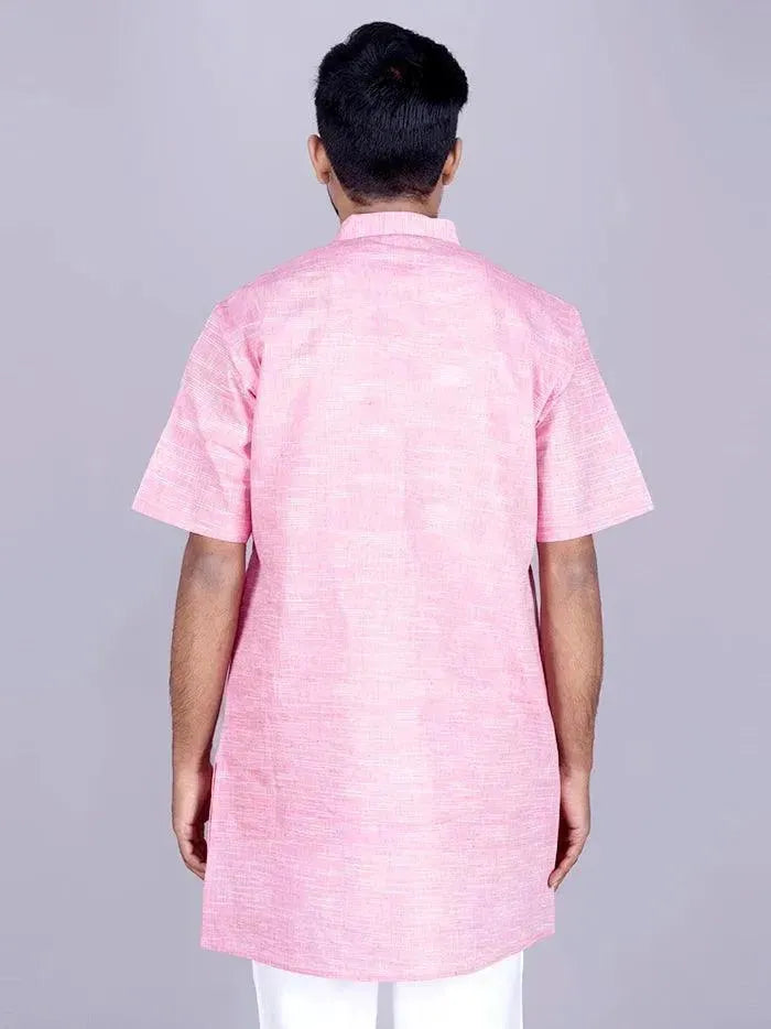 Pink Springs Handwoven Organic Cotton Men Kurta - WeaversIndia