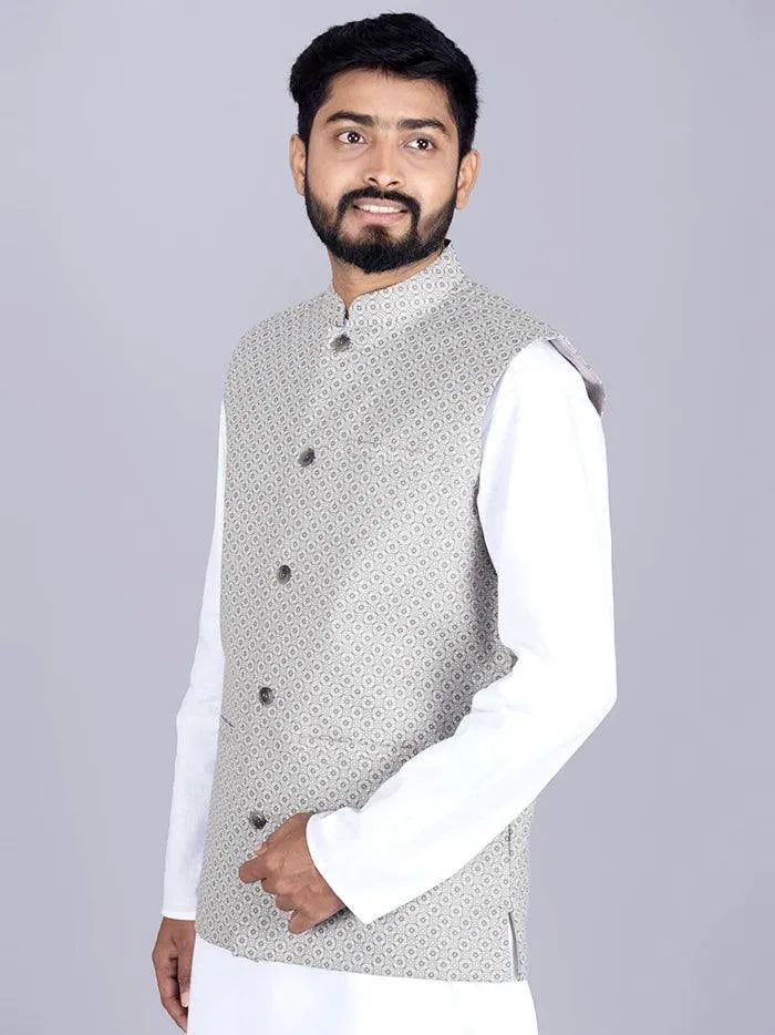 Printed Poly Cotton Modi Jacket - WeaversIndia