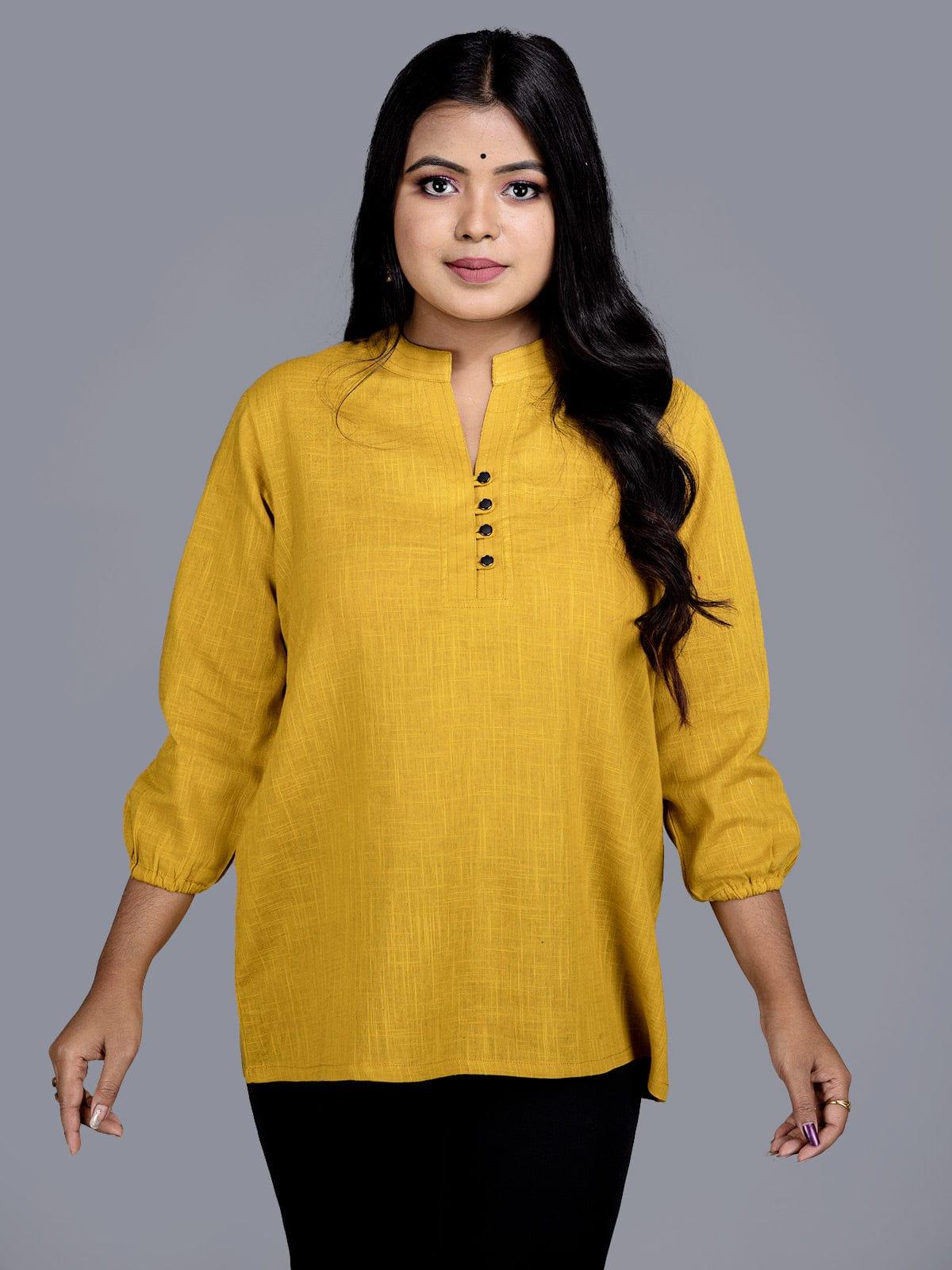 Rusty Red Slab Cotton Top - WeaversIndia