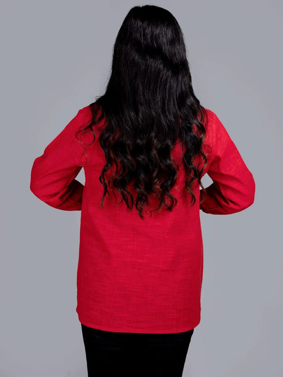 Rusty Red Slab Cotton Top - WeaversIndia