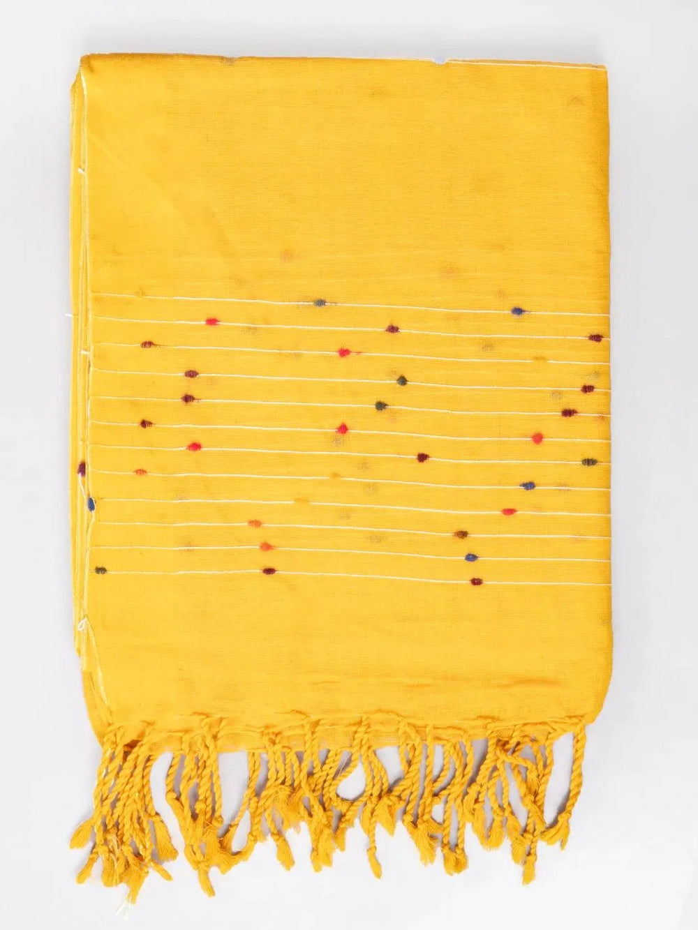 Saffron Handwoven Cotton Dupatta - WeaversIndia