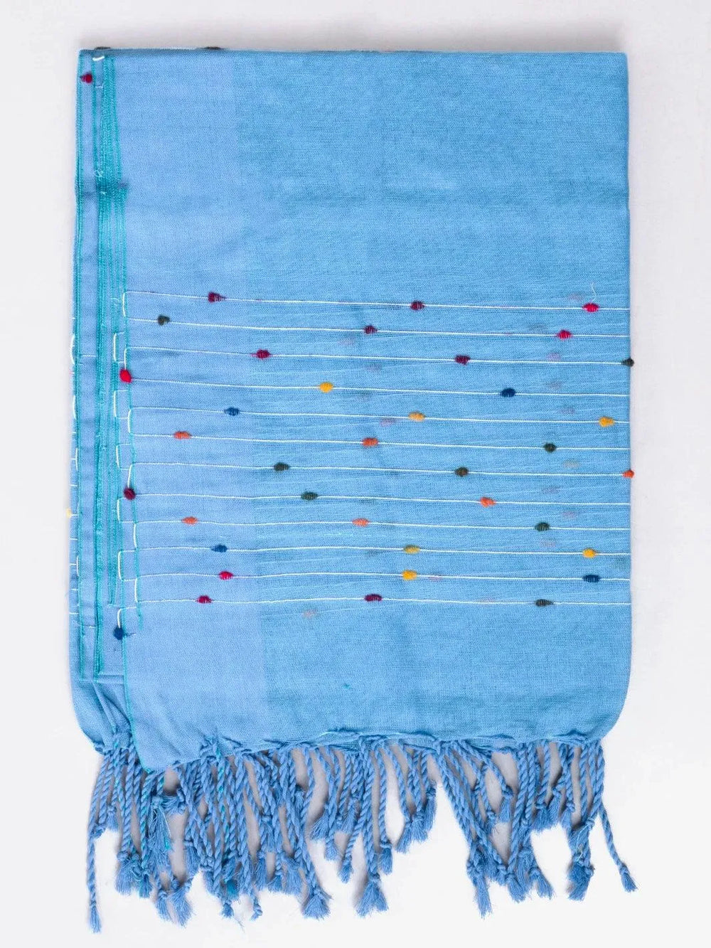 Sky Blue Handwoven Cotton Dupatta - WeaversIndia