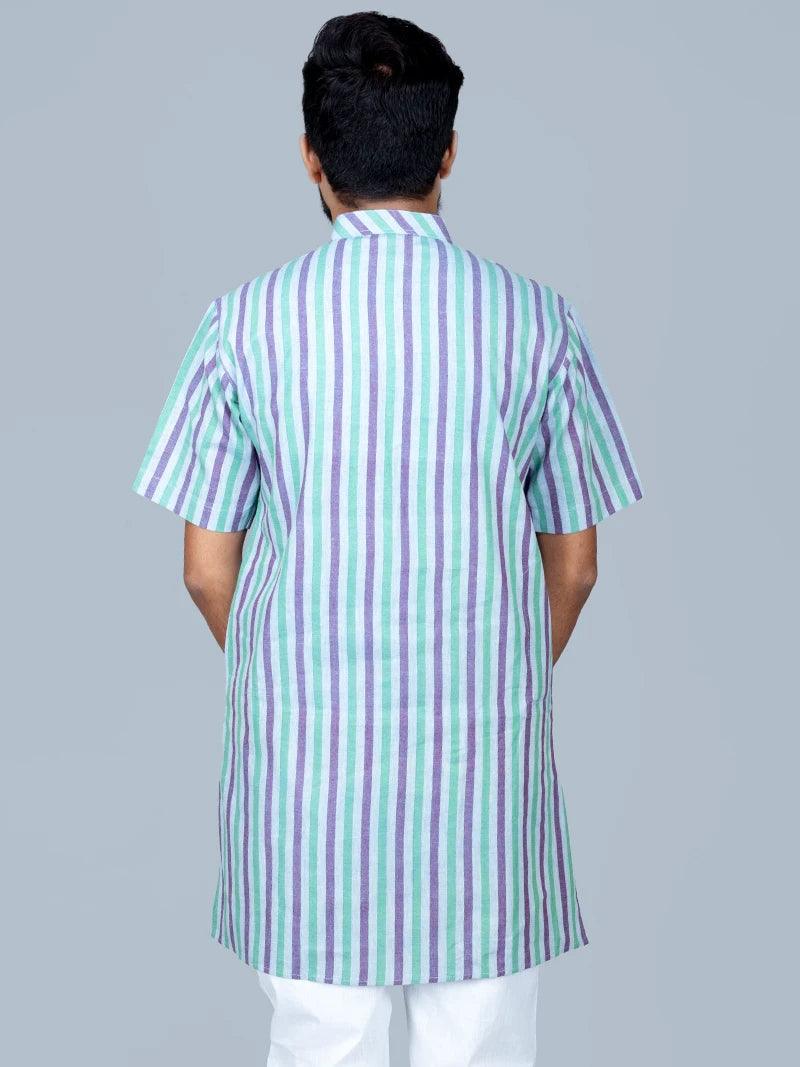 Striped Handwoven Organic Cotton Men Kurta - WeaversIndia