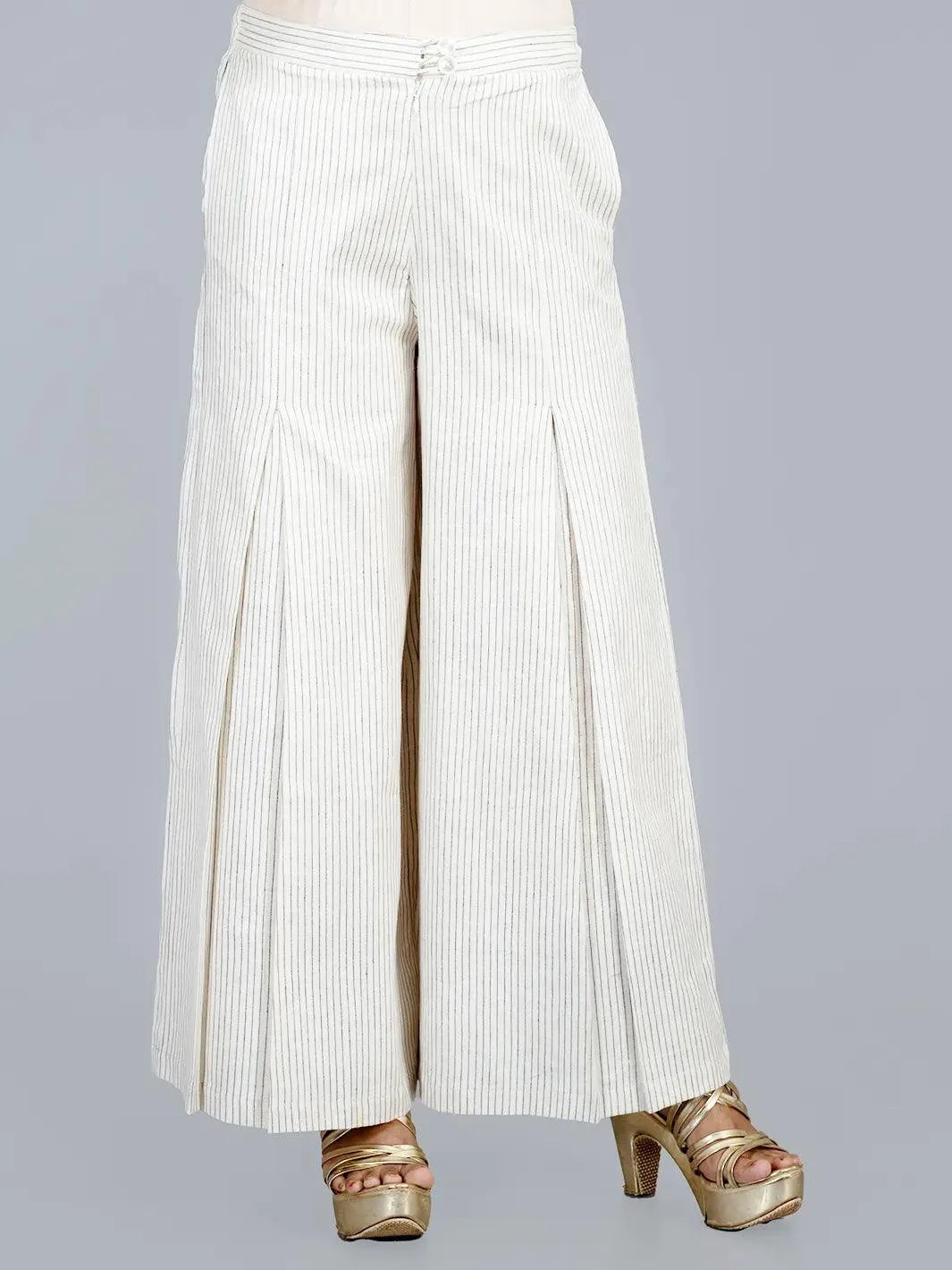 Striped Organic Cotton Palazzo - WeaversIndia